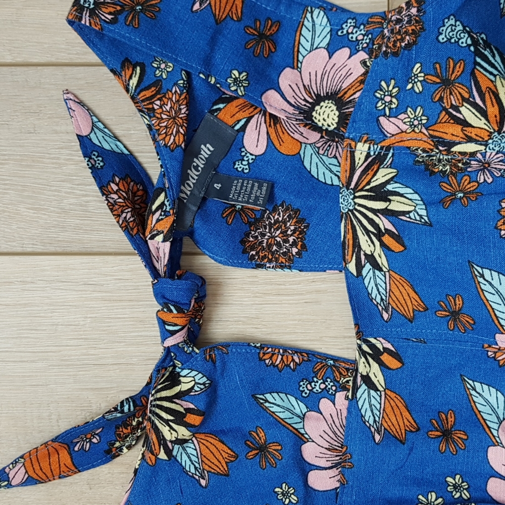 Bursting with Optimism Dark Blue Floral Fit & Flare Sundress by Modcloth Size 4 - Picture 6 of 10